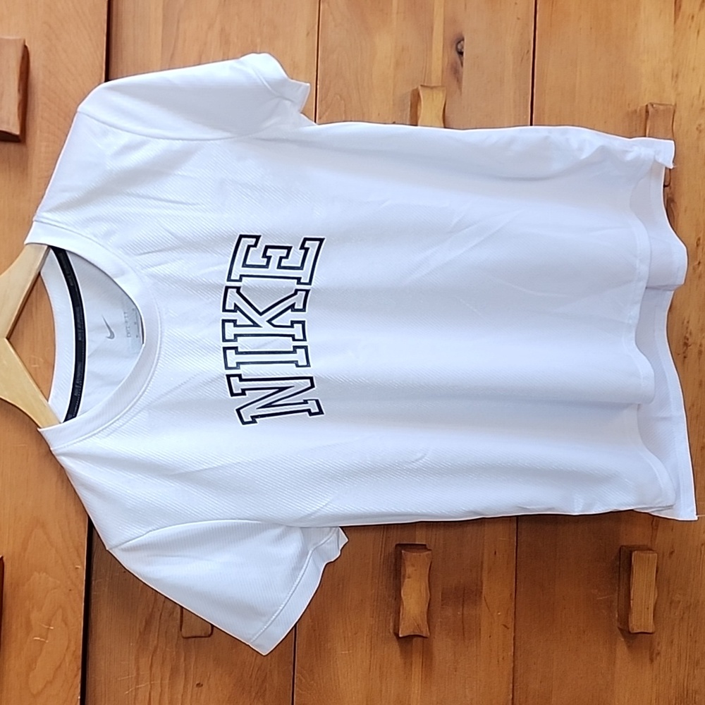 Nike: Running-Team Dri-FIT One Luxe Top, White w/ Black Graphic, W-Medium